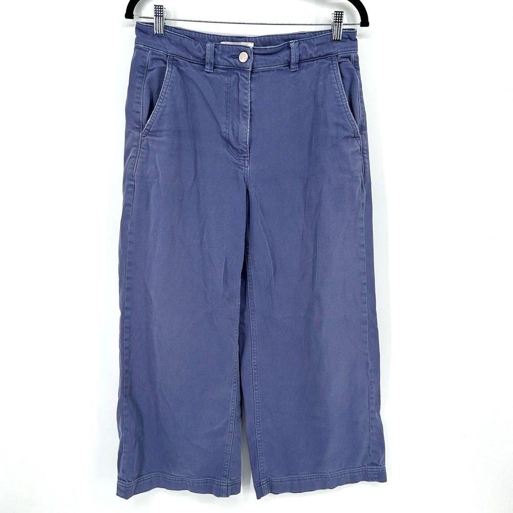 Everlane Wide Leg Crop Pant Blue High Rise Stretch Chino Size 6 Boho